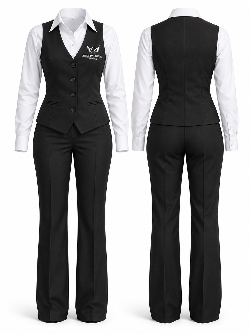 Conjunto social feminino com colete e calça